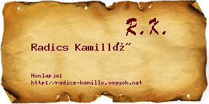 Radics Kamilló névjegykártya